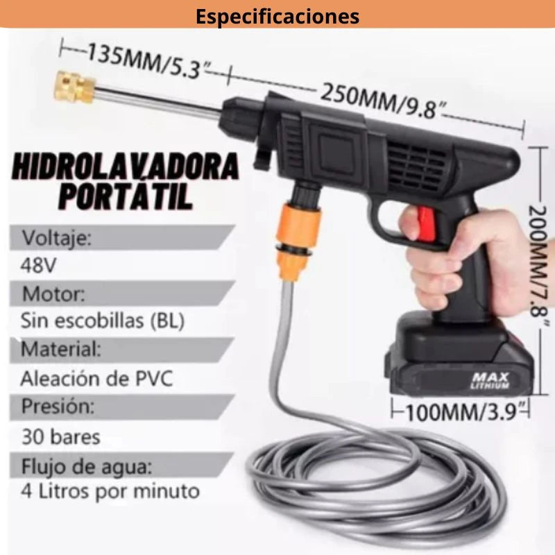 Hidrolavadora Portátil 48V con 2 Baterías – Potencia sin cables, limpieza sin límites